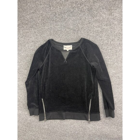 Turo by Vince Camuto Sweater Women's Small Black Velour Pullover Round Neck - Picture 1 of 6